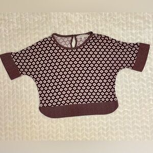 EUC- LOFT Ann Taylor Burgandy Floral Top